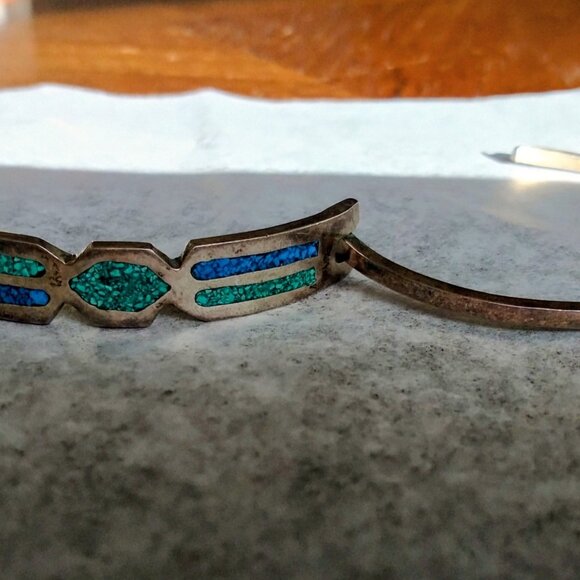 VINTAGE HAND MADE TRIBAL HINGED BRACELE MADE IN ALPACA MEXICO - Picture 7 of 8